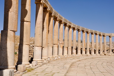 Oval Plaza at Jerash ruins (Jordan)の写真素材