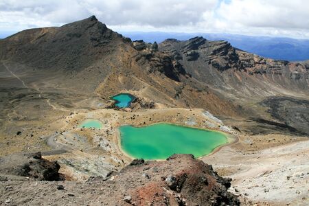 Emerald Lakes in the Tongariro Alpine Crossingの写真素材