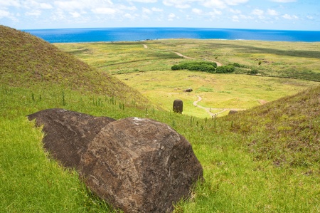 Moais at Rano Raraku, Easter island (Chile)の写真素材