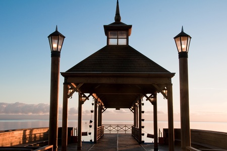 Pier at Llanquihue lake (Chile)の写真素材