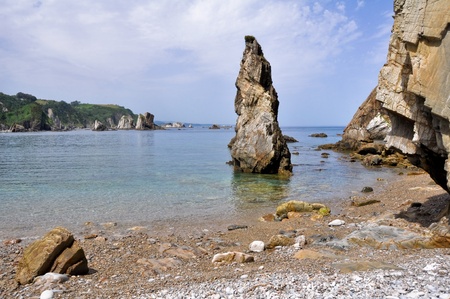 Rock at the beach of Silence, Asturias  Spain の写真素材