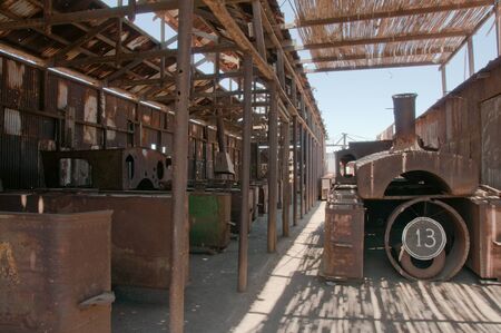 Saltpetre works of Humberstone, deserted town in Chileの写真素材