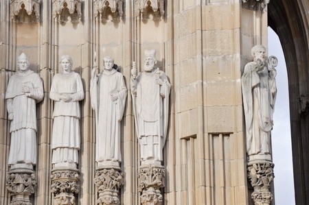 Cathedral of Vitoria  Spain , statues on the porchの写真素材