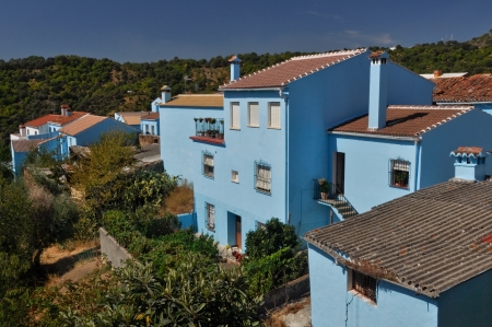 Juzcar, blue town in Malaga, Spainの写真素材