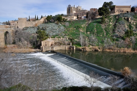 Dam on Tajo river, Toledo, Spainの写真素材