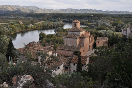 Miravet, Mediterranean town, Tarragona, Spainの写真素材