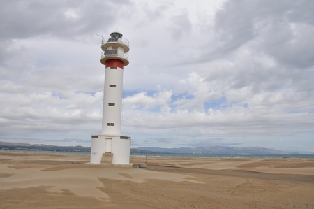 Lighthouse in Punta del Fangar, Ebro Delta, Spainの写真素材