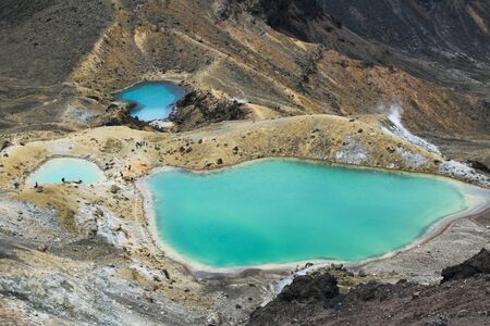 Emerald Lakes in the Tongariro Alpine Crossing, New Zealandの写真素材