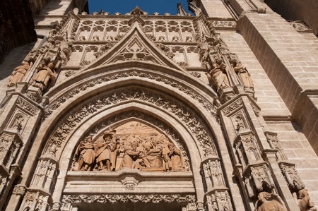 Palos Gate at Cathedral of Seville, Spainの写真素材