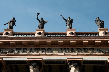 Statues at Juarez Theater, Guanajuato, Mexicoの写真素材