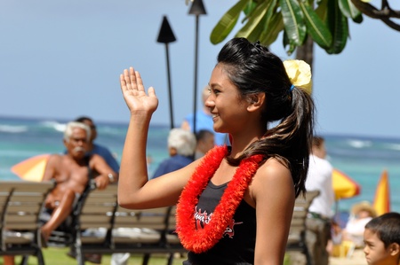 HONOLULU, HAWAII - MARCH 26: Native girl march during the Prince Kuhio Celebration Commemorative Parade, March 26th, 2010のeditorial素材