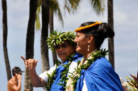 HONOLULU, HAWAII - MARCH 26: Native people march during the Prince Kuhio Celebration Commemorative Parade, March 26th, 2010.のeditorial素材