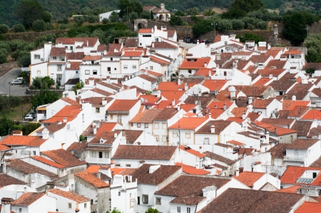 Village of Castelo de Vide, seen from the castle, Portugalの写真素材