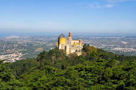 Pena National Palace above Sintra town, Portugalのeditorial素材