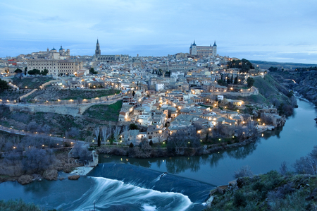 Panoramic view of Toledo at dawn, Spainのeditorial素材