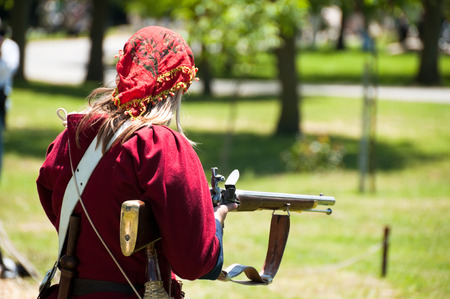 Re-enactment of the battle of Vitoria between British, Portuguese and Spanish army under General Wellington and the French army in 1813 on JUNE 22, 2013 in Vitoria, Spainのeditorial素材