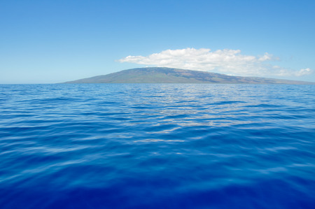 Blue sea and island of Lanai, Maui, USAの写真素材