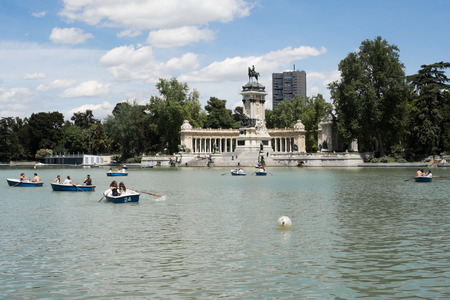 People enjoy a sunny day in Retiro Park on April 30, 2014 in Madrid, Spain 