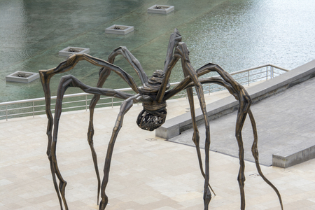 The spider  Mama  on May 27, 2014 in Bilbao, Spain  The spider, located near Guggenheim Museum, was created by Louise Bourgeois  のeditorial素材