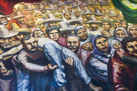 Mural  Del porfirismo a la Revolucion   created by David Alfaro Sequeiros in 1966, located at Chapultepec castle on February 17, 2012 in Mexico City, Mexicoのeditorial素材
