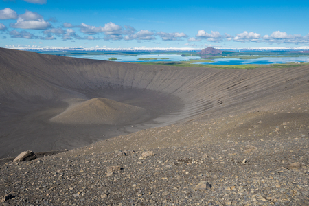 Hverfjall crater in Myvatn area, northern Icelandの写真素材