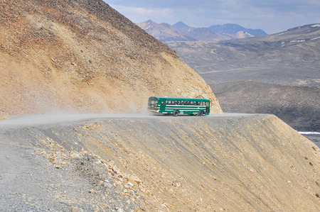 Shuttle bus at Denali national park, Alaskaのeditorial素材