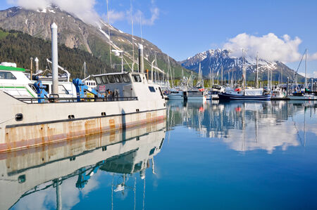 Harbor of Seward village in Alaskaのeditorial素材