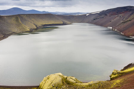 Ljotipollur crater lake, Landmannalaugar, Icelandの写真素材