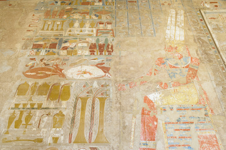 Painting at the temple of Hatshepsut, Luxor, Egyptのeditorial素材