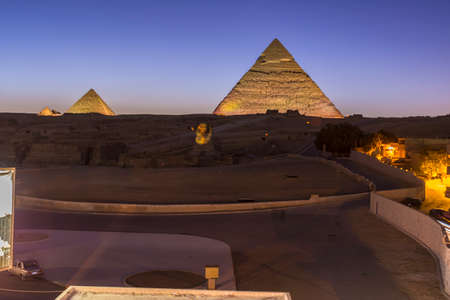 Pyramids Sound and Light Show, Giza, Egyptの写真素材