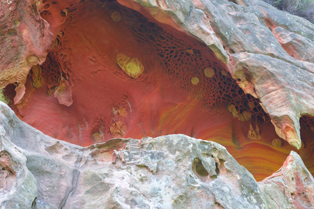 Colorful rocks in the valley of Labetxu, Jaizkibel, Basque Country, Spainの写真素材