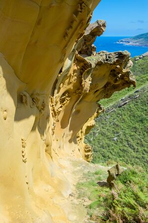 Sandstone in Gran Canto zone of Jaizkibel, Basque Country, Spainの写真素材