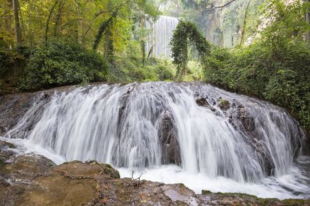 Waterfall at the Monasterio de Piedra Natural Park, Zaragoza, Spainの写真素材