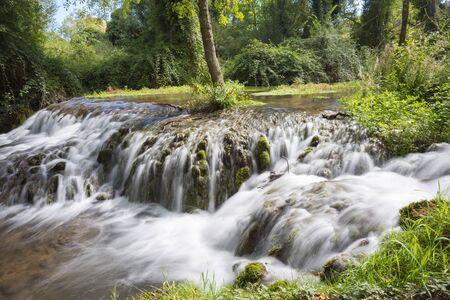 Waterfall at the Monasterio de Piedra Natural Park, Zaragoza, Spainの写真素材