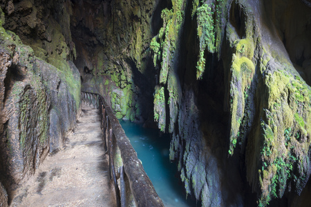 Main grotto of the Monasterio de Piedra Natural Park, Zaragoza, Spainの写真素材