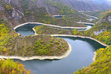 Meander of the river Uvac, Serbiaの写真素材