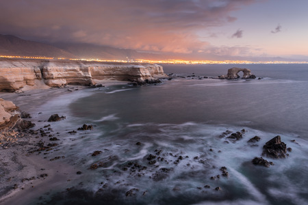 'The Home' Natural Monument at sunset, Antofagasta, Chileの写真素材