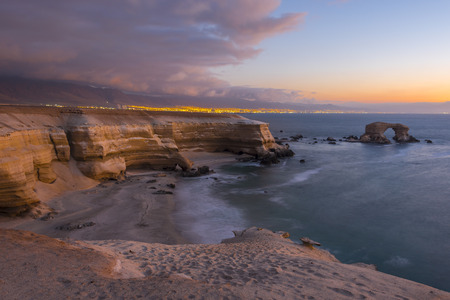 'The Home' Natural Monument at sunset, Antofagasta, Chileのeditorial素材