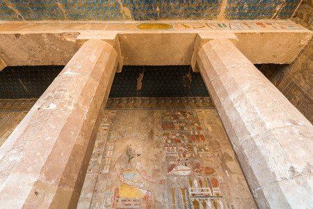 Painting at the temple of Hatshepsut, Luxor, Egyptのeditorial素材
