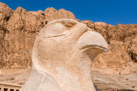 A statue of Horus, Queen Hatshepsut's temple, Theban Necropolis,  Egyptのeditorial素材