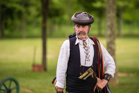 Re-enactment of the battle of Vitoria Between British, Portuguese and Spanish army under General Wellington and the French army in 1813 on May 28, 2016 in Vitoria, Spainのeditorial素材