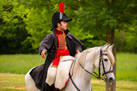 Re-enactment of the battle of Vitoria Between British, Portuguese and Spanish army under General Wellington and the French army in 1813 on May 28, 2016 in Vitoria, Spainのeditorial素材