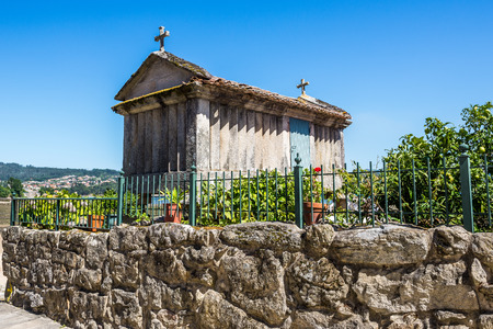 Granary, granary, of Combarro, Pontevedra in Galicia, Spainのeditorial素材