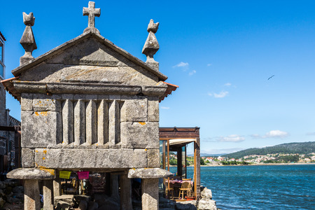 Granary, granary, of Combarro, Pontevedra in Galicia, Spainのeditorial素材