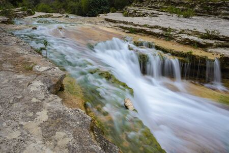 Cassibile River in Cavagrande Cassibile natural reserve, Sicily, Italyの写真素材