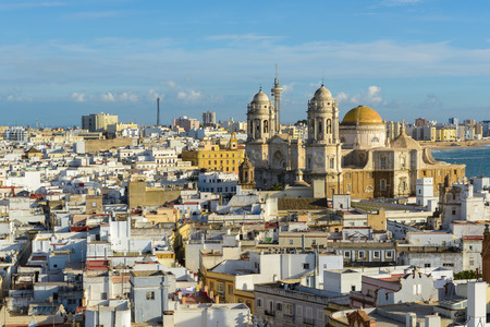 Cathedral of Cadiz from Tavira tower, Andalusia, Spainの写真素材