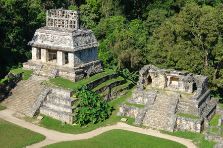 Temple of the Sun, ancient Mayan city of Palenque, Mexicoの写真素材