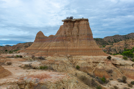 Tozal Solitary sandstone, Monegros desert in Huesca, Spainの写真素材