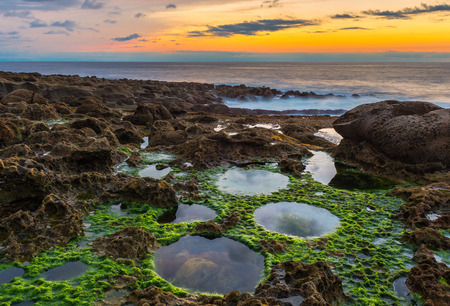 Sunset at the beach of Paramoudras, Jaizkibel in Basque Country, Spainの写真素材