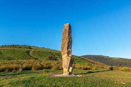 Menhir of Arlobi, Gorbea Natural Park, Alava, Spainの写真素材